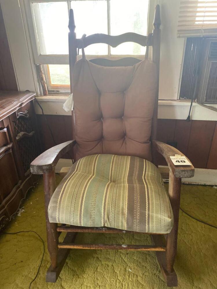 Wooden Rocking Chair w/ Cushions- 47in. T