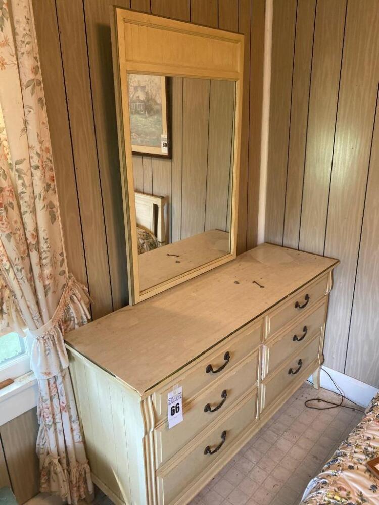 Wooden Dresser w/ Mirror- 32in. T x 54in. W x 18in. D (Height Does Not Include Mirror)