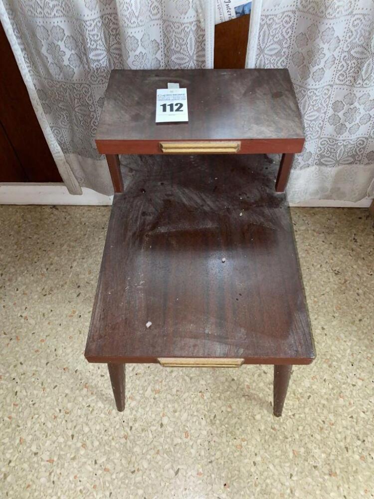 Wooden Two Tier Side Table- 22in. T x 16in. W x 22in. D