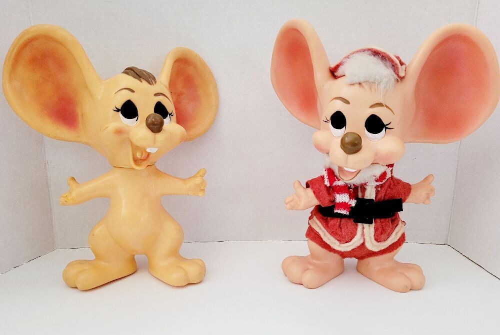 VINTAGE TOPO GIGIO SANTA AND BABY WITH LARGE EARS BANKS 1970 ROY DEES OF FL