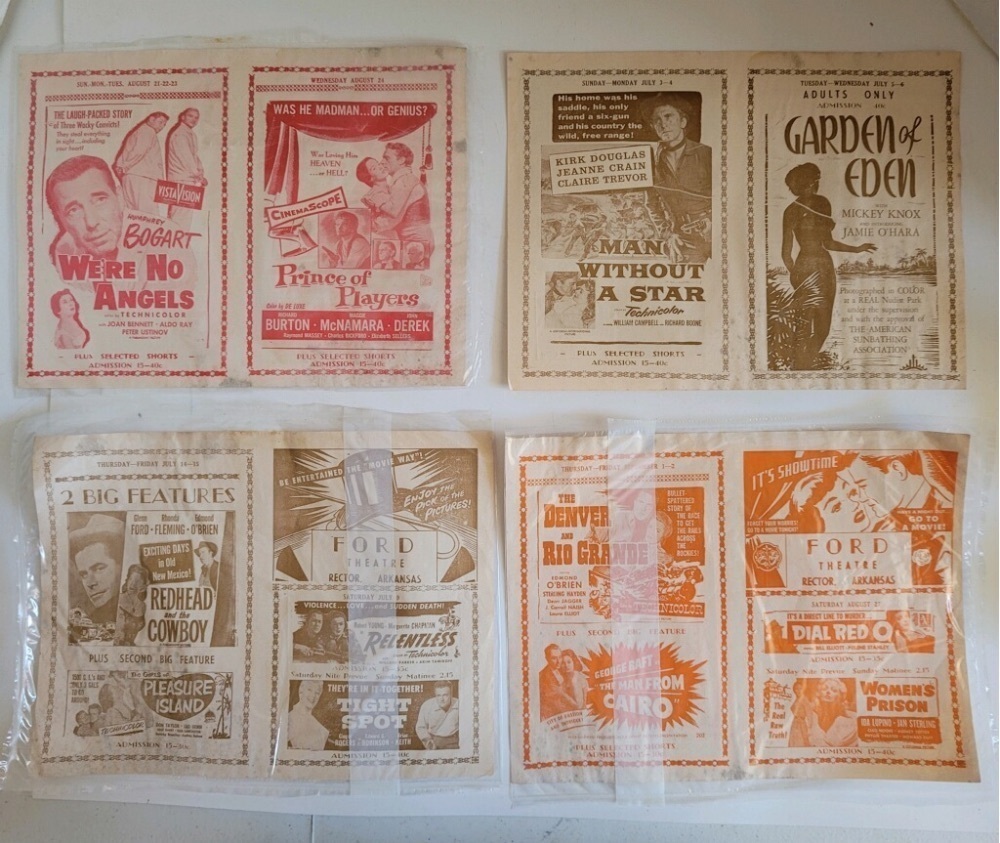 FORD THEATRE, RECTOR AR MOVIE SHOWBILLS FROM THE EARLY YEARS