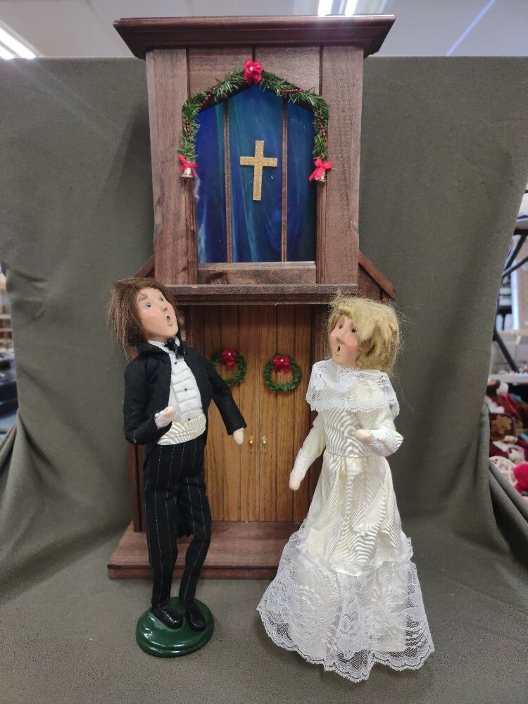 Byers' Choice Bride and Groom with Church Door