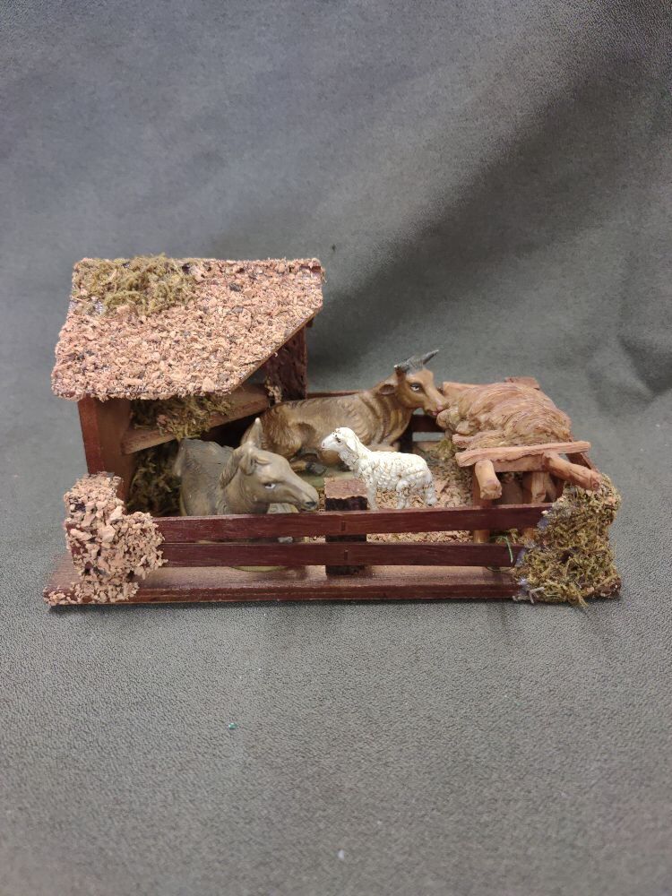 5" Tall Wooden Manger Scene