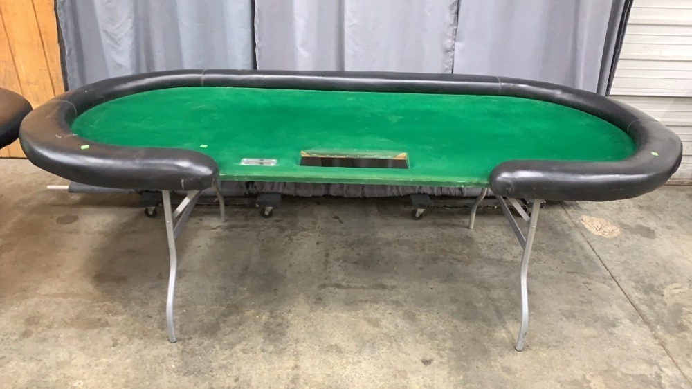 Green Poker Table With Folding Legs 96x43.5x33 image