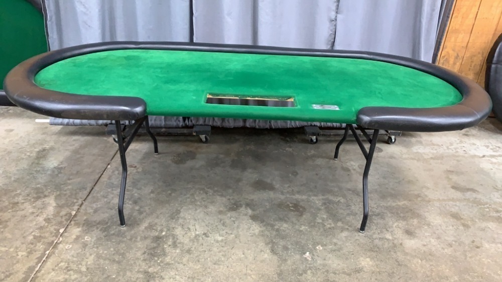 Green Poker Table With Folding Legs, ***has No image