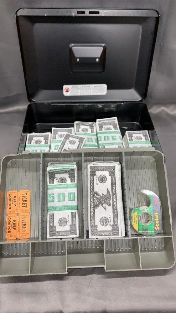 14x10 Black Cash Box With Play Money image