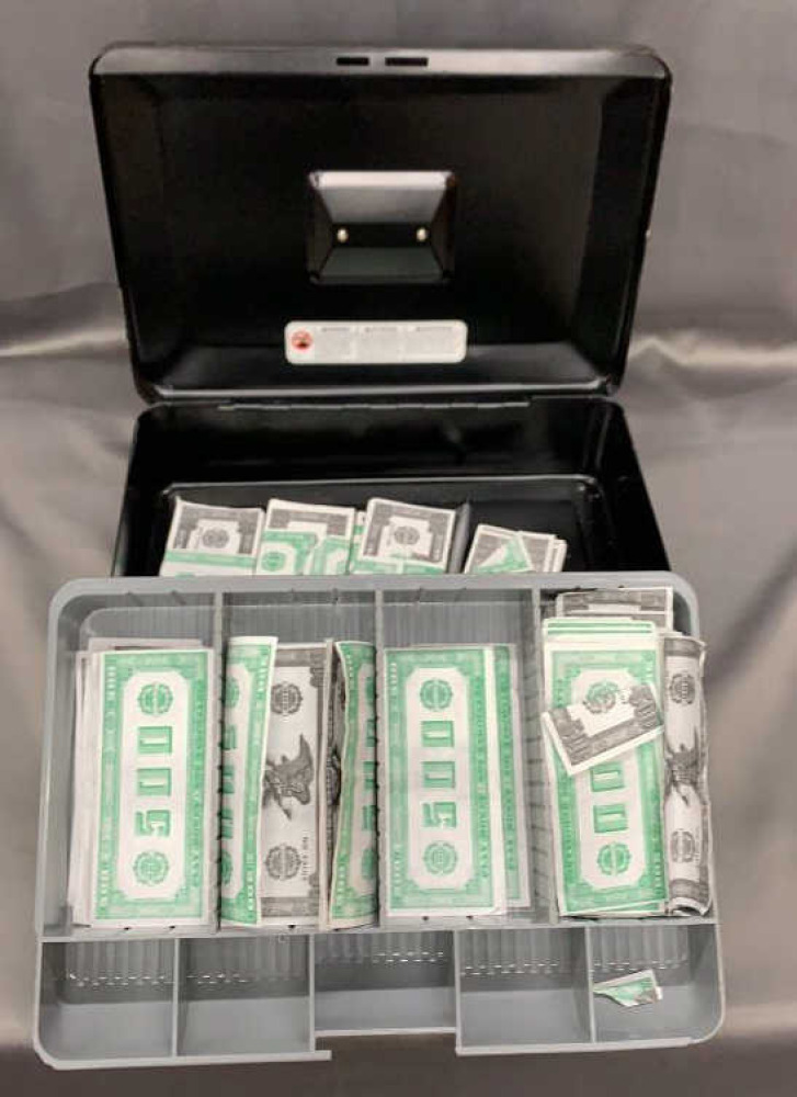 14x10 Black Cash Box With Play Money image