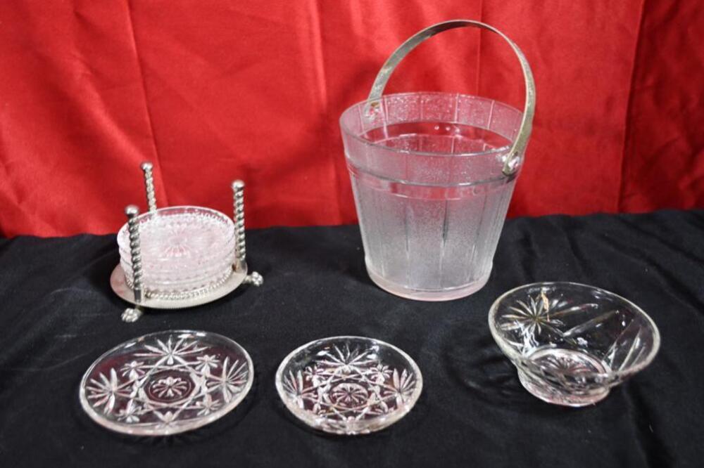 Vintage dishes, glassware. B