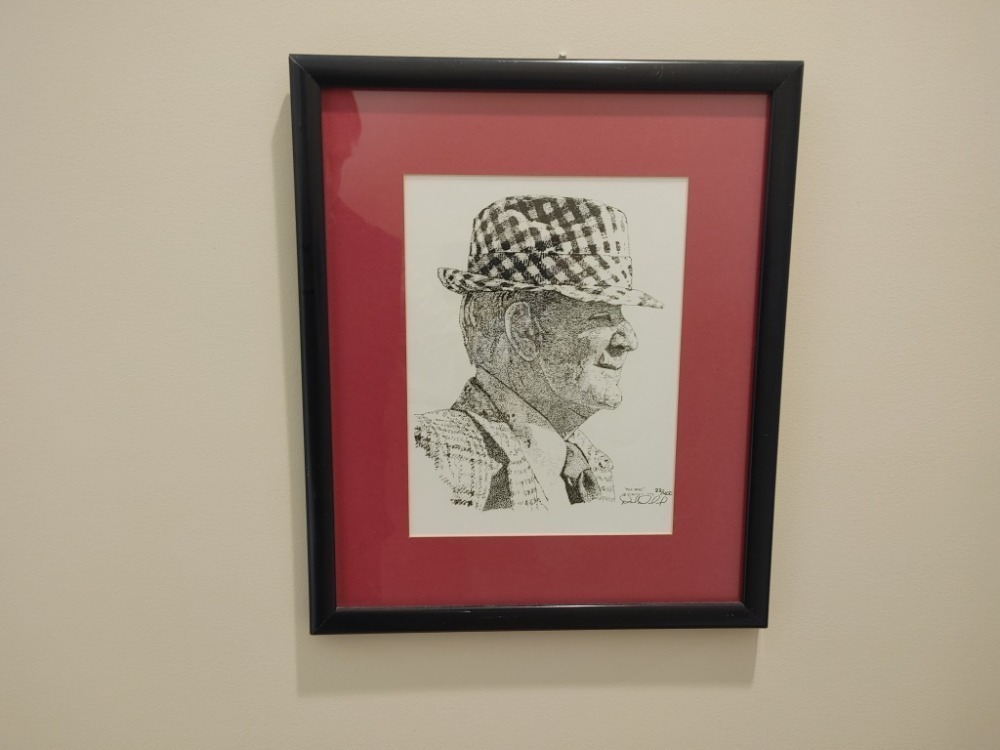 Framed & Matted Sketch of Coach Paul "Bear" Bryant (Signed & Numbered)