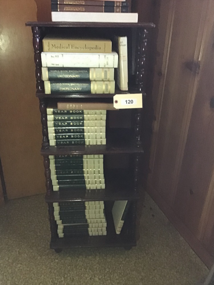 Wooden Bookcase With Books, Includes World Book Encyclopedias, And More