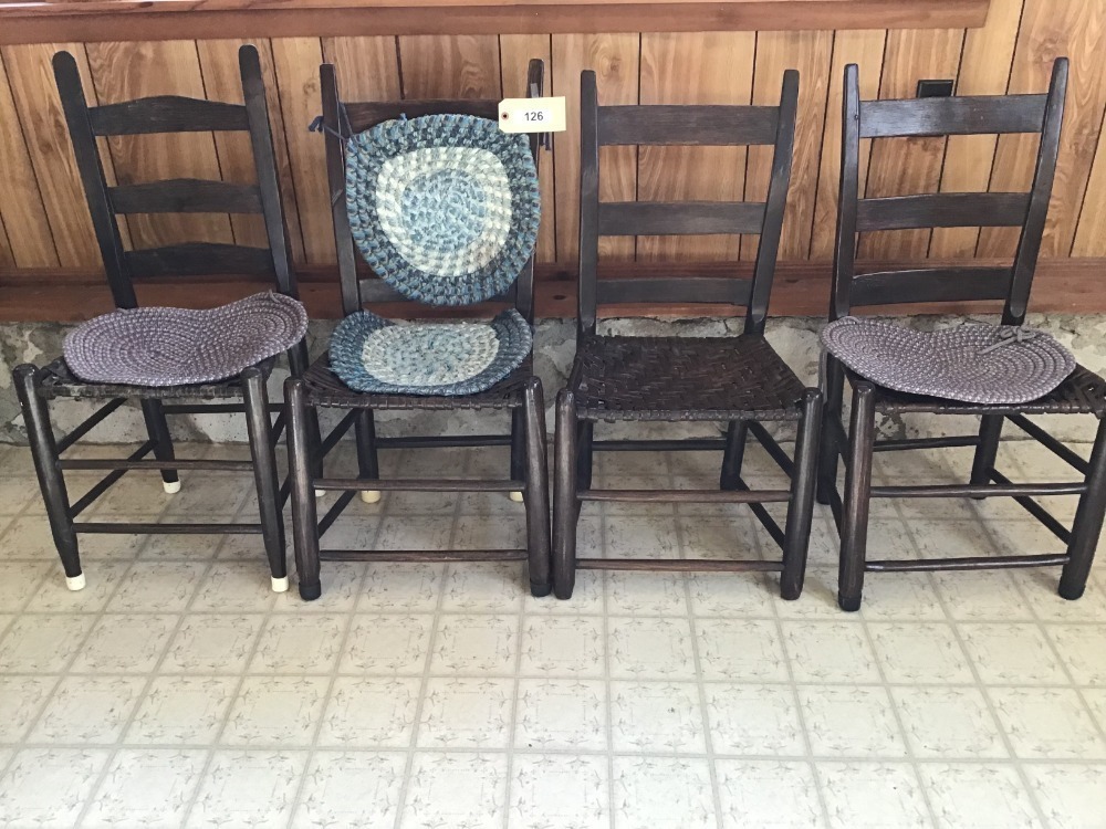 Four Wooden Chairs With Cane Seats