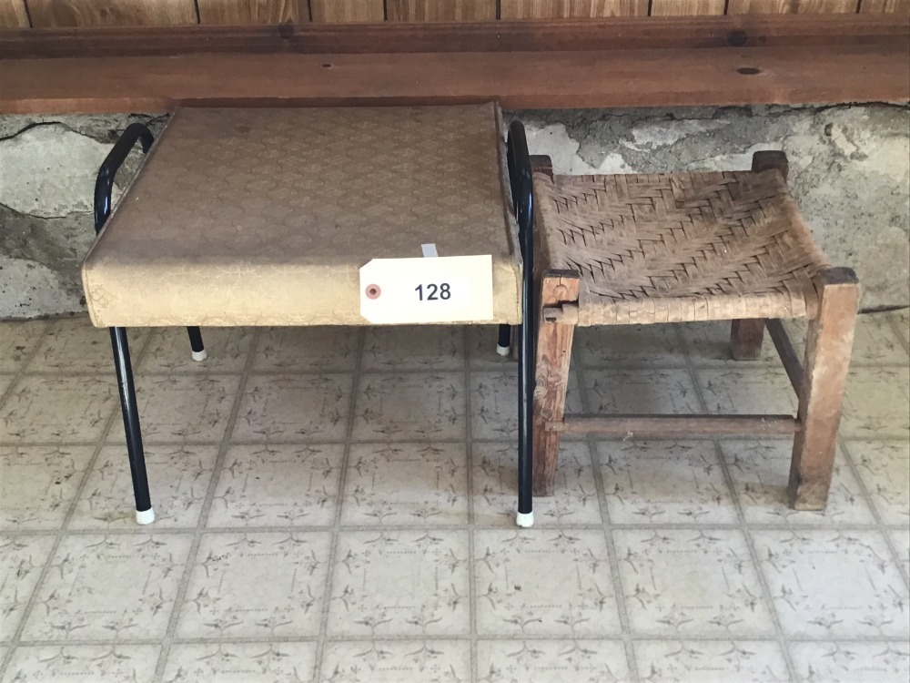 Cane Foot Stool, Upholstered Foot Stool