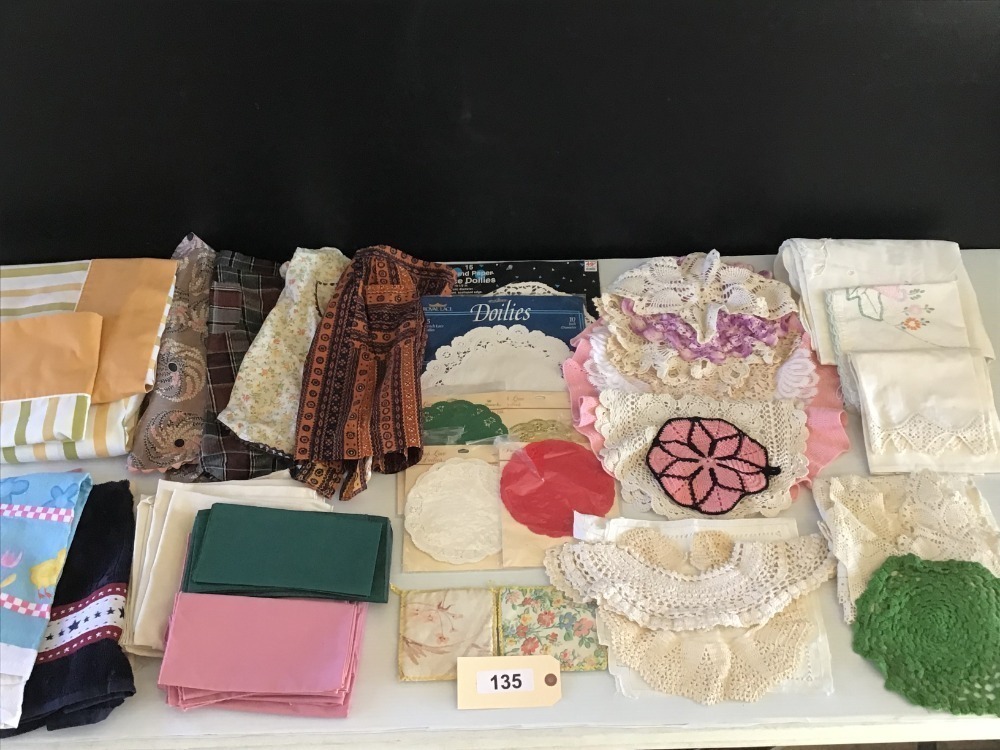 Table Linens, Doilies, Aprons, Kitchen Towels, Set Of Sheets, And More