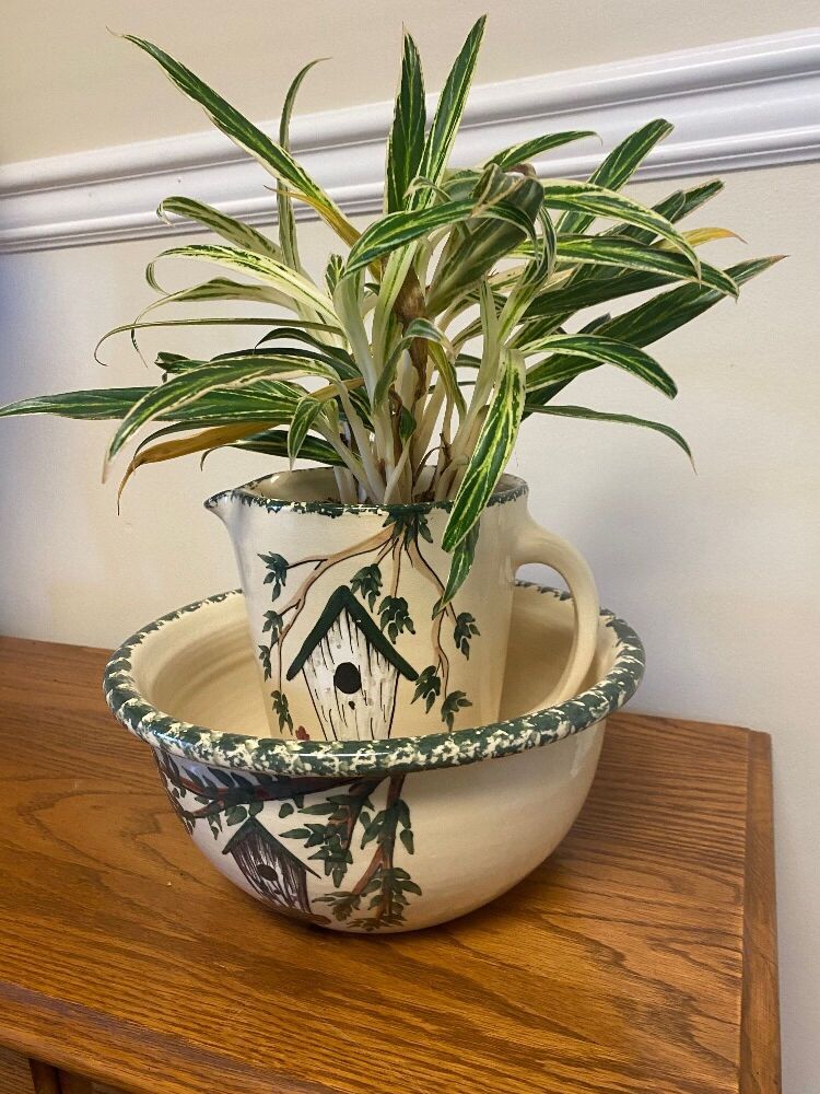 Pottery Pitcher and Bowl