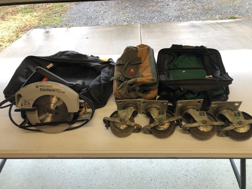 Black and Decker Circular Saw, Castor Wheels, Tool Bags