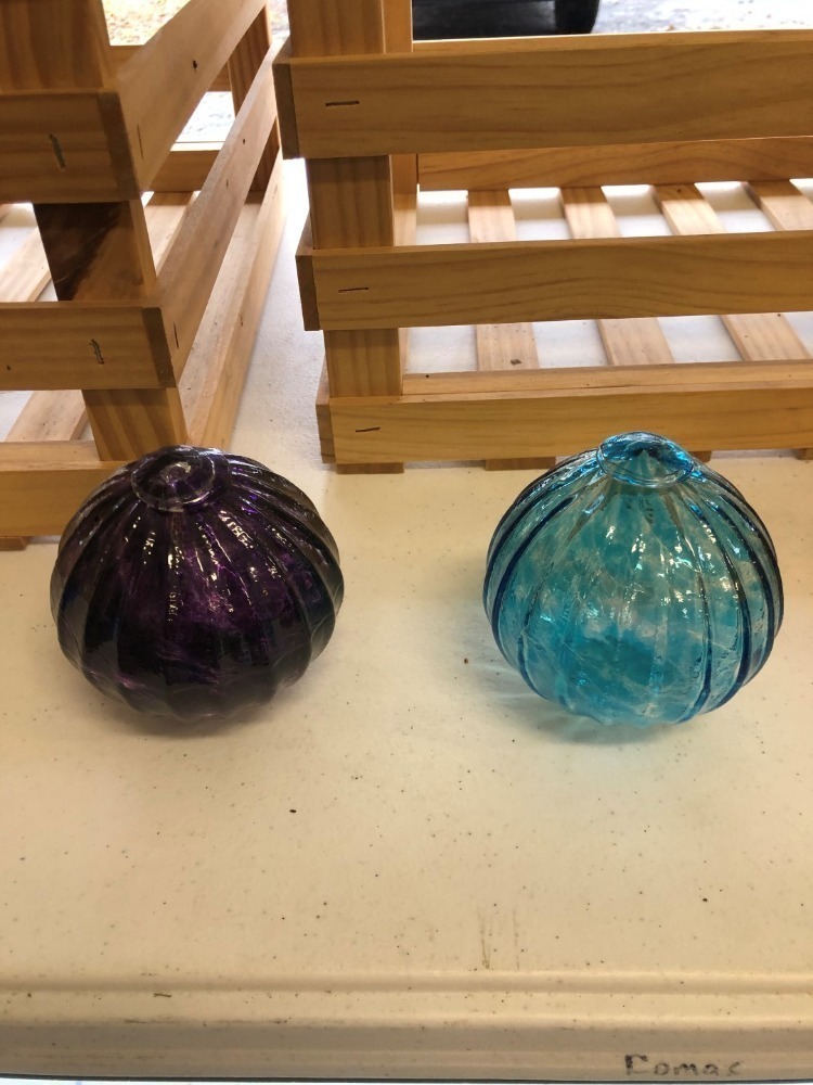 Wooden Crate Boxes and Stained Glass Balls