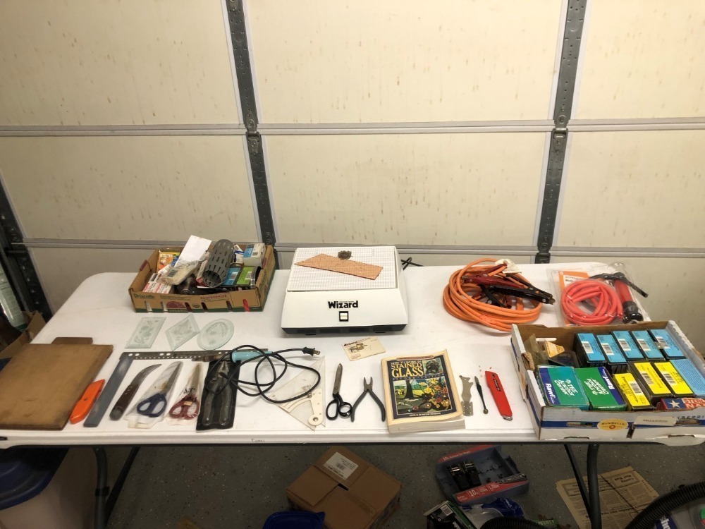 Wizard Diamond Router, Assortment of Nails, Jumper Cables (Diamond Router used for stained glass)