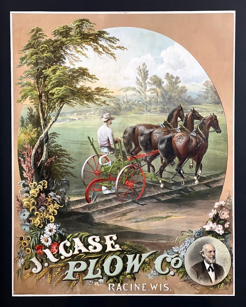 J.I. Case Plow Co. Early Sulky Plow 1800s Large Lithograph