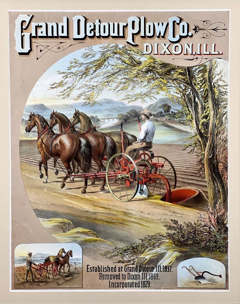 Grand Detour Plow Co. Sukly Plows 1880s Large Lithograph