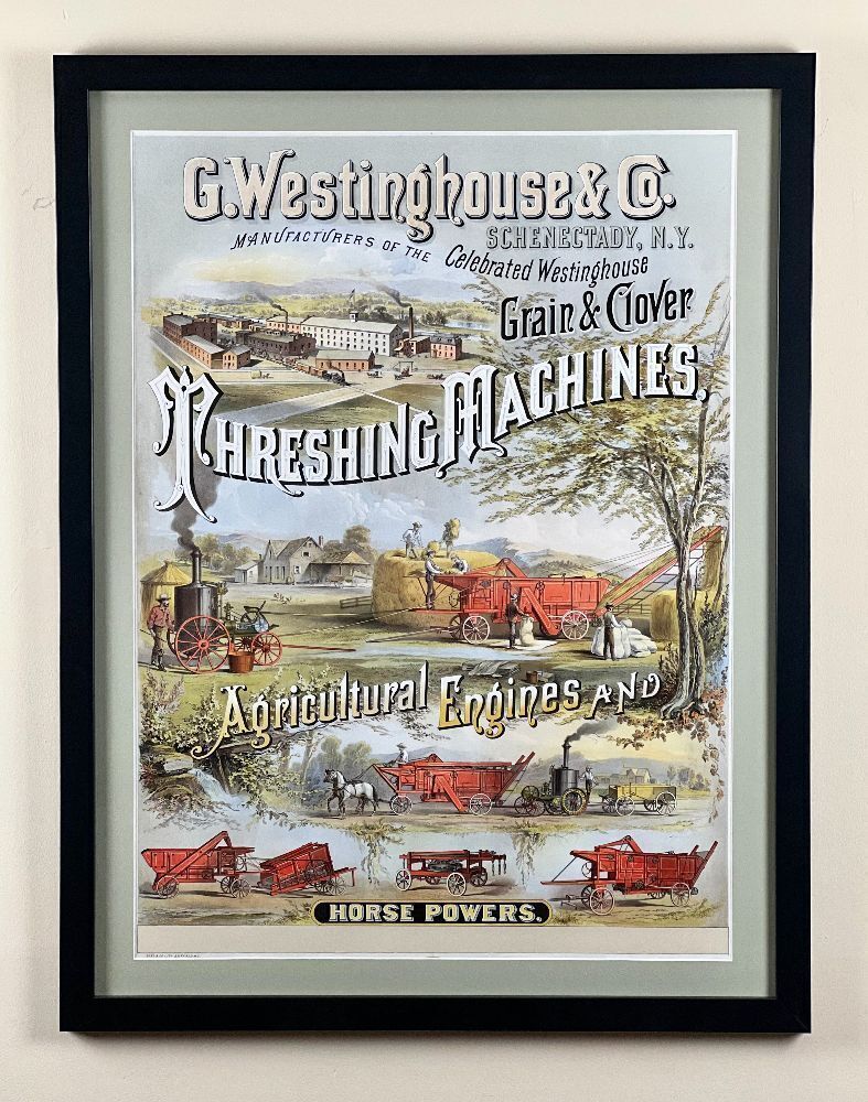 G. Westinghouse Co. Steam Engines & Threshing Machines 1800s Large Lithograph