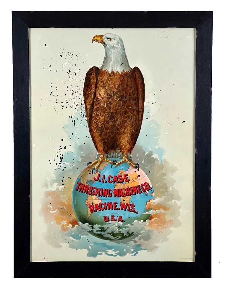 J.I. Case Eagle Tin Lithograph Sign