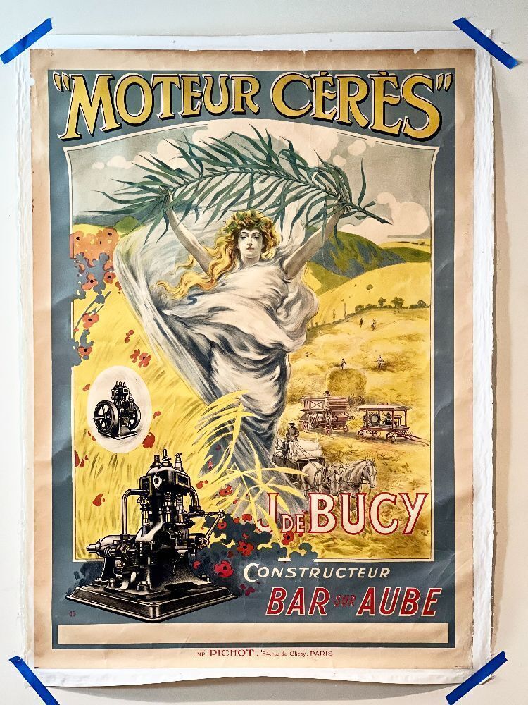 French Moteur Ceres J DE BUCY Motor Engine Poster