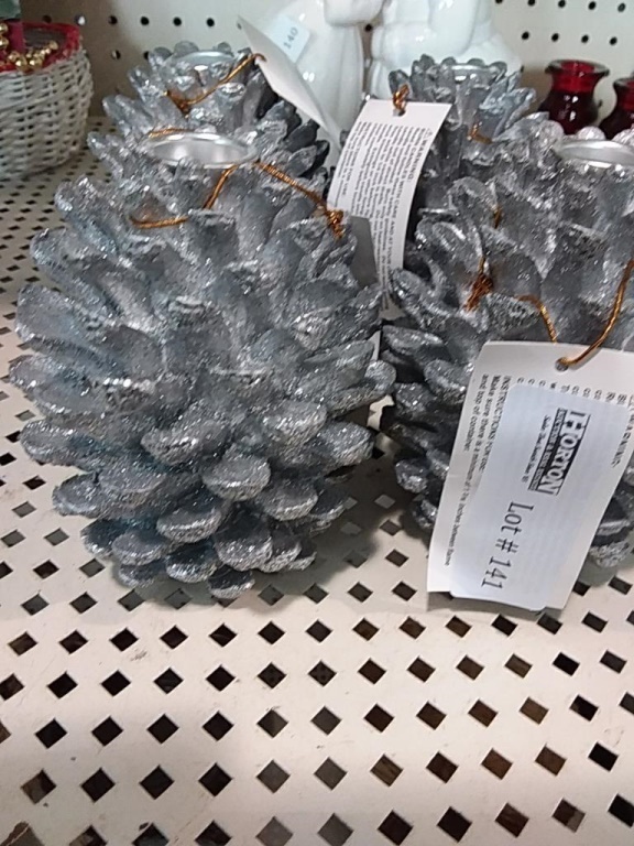 4 Pinecone Candle Holders