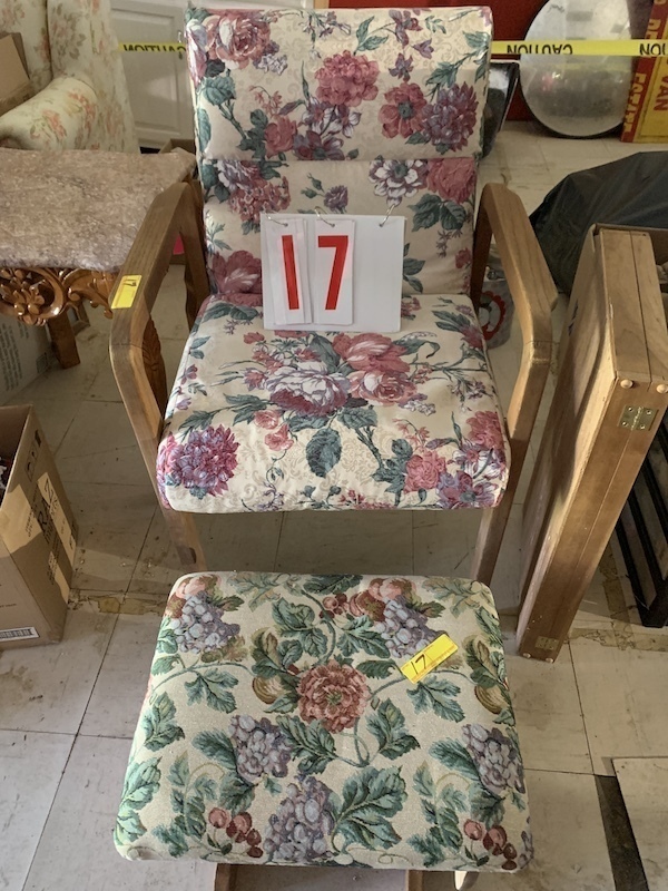 Oak chair with glider stool