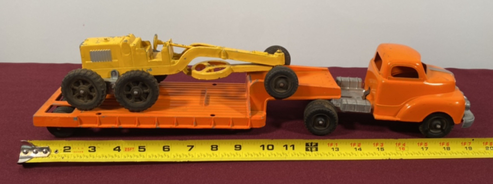 Hubley Metal Truck and Trailer and Unmarked Metal Grader