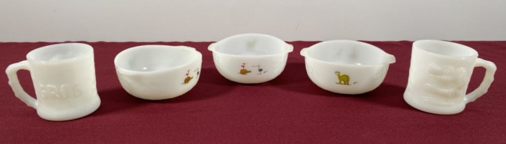Lot of Anchor Hocking Childrens Bowls and Grog Mugs