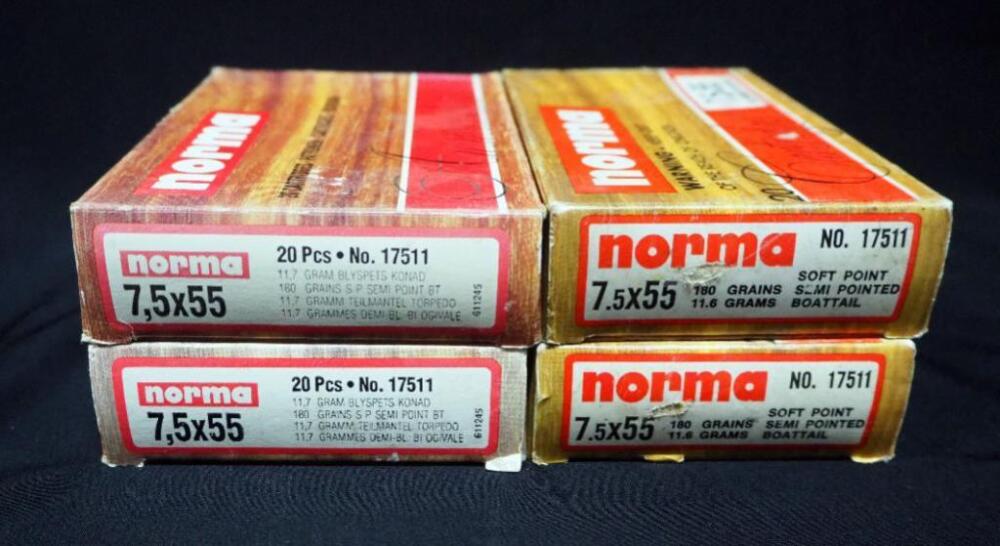 Norma 7.5x55 Ammo, Approx 80 Rds, Local Pickup Only