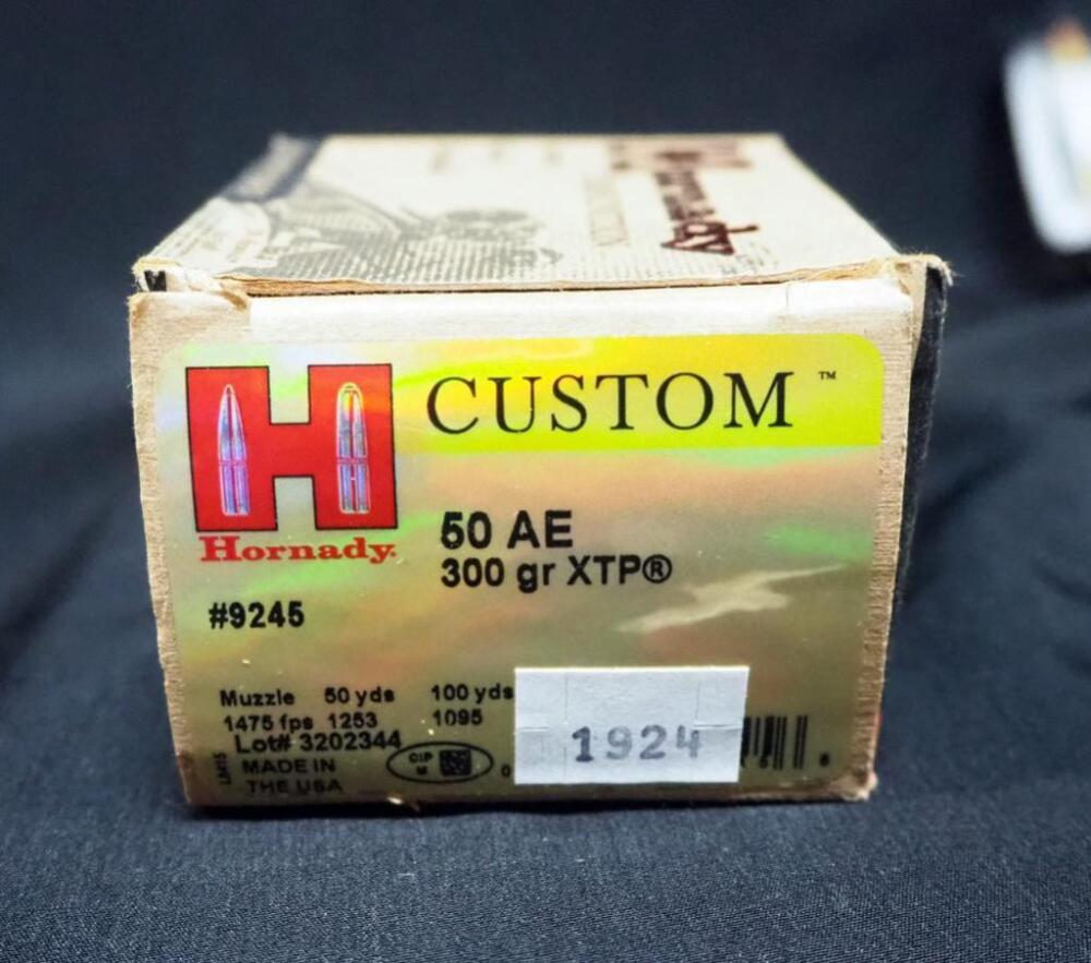 Assorted Ammo, Includes Hornady 50 AE 10 Rds, 6mm REM 9 Rds, 30-30 WIN 5 Rds, .45 Colt 7 Rds, 308 WIN 3 Rds, 7.62x39 4 Rds, Local Pickup Only