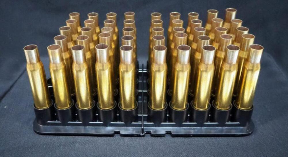 Israel Military Industries .50 Cal Empty Brass, Approx Qty 46, In MTM Shotshell Dry Box
