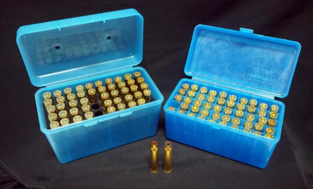 300 WIN MAG Empty Brass, Approx Qty 97, Some With Primers, In Plastic Cartridge Cases, Local Pickup Only