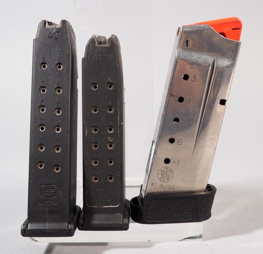 Glock .40 Cal And 9mm Double Stack Mags And Smith & Wesson .45 Auto Mag