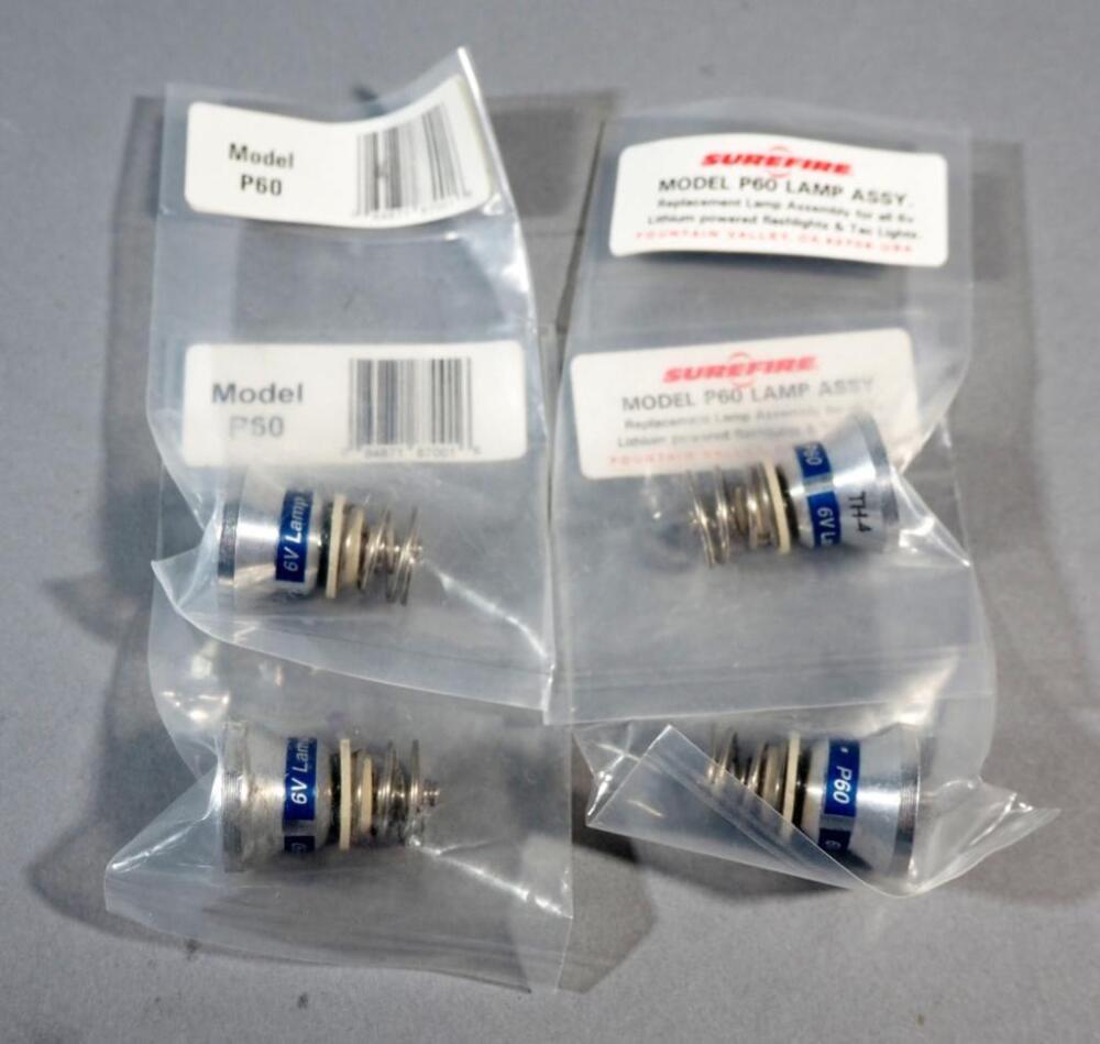 Surefire P60 Lamp Assemblies, Fits G-2, 6P, 6Z, Qty 4