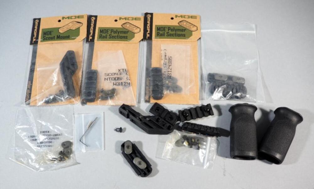 Magpul MOE Parts, Includes 2 Foregrips And Assorted Rails And Light Mount (For Magpul Original Handguards, Not Mlok)