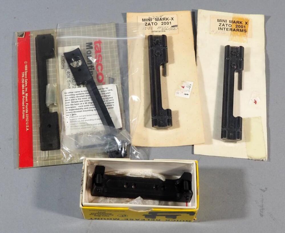 Mounting Bases, Includes Mini Mark-X Zato 2001 (2), Tasco Model 840, Redfield 1-Piece Base, And Thompson Center Quick Release Mount