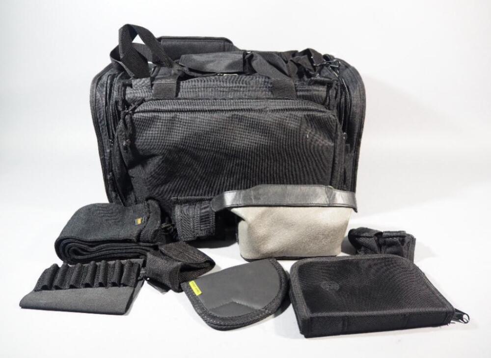 Explorer Tactical Range Bag With S&W Holster Case, Ruger Gun Sock, Bond Arms Holster, Strap, Ammo Sleeve, And More