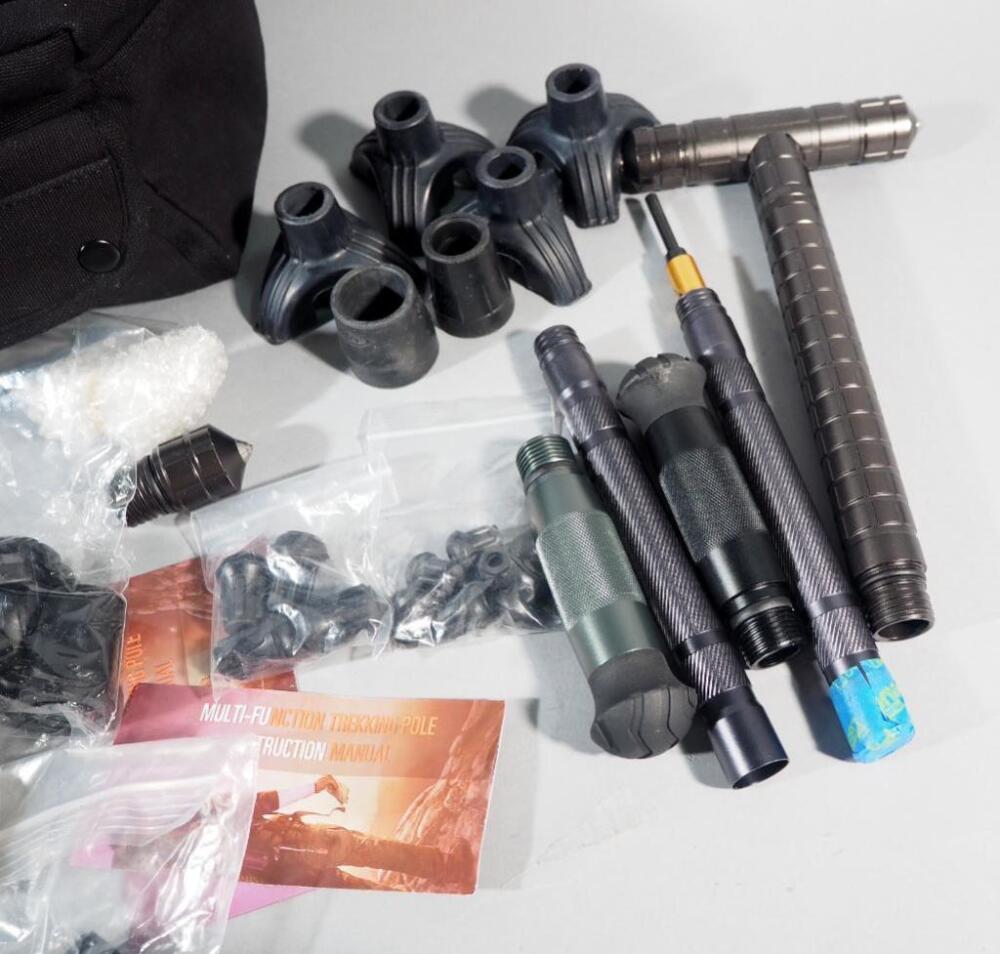 Multi-Function Trekking Pole Parts And Pieces, Unknown Completion, In Carry Bag