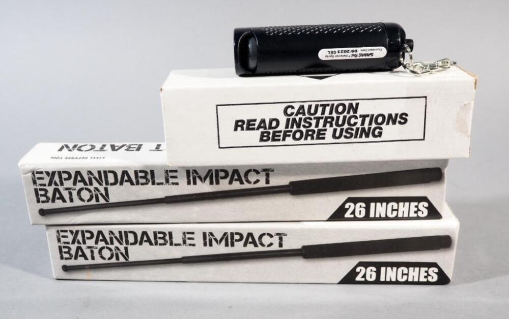 26 Inch Expandable Impact Batons, Qty 2, And Sabre Pepper Gel With Automotive Extraction Tools, Qty 2