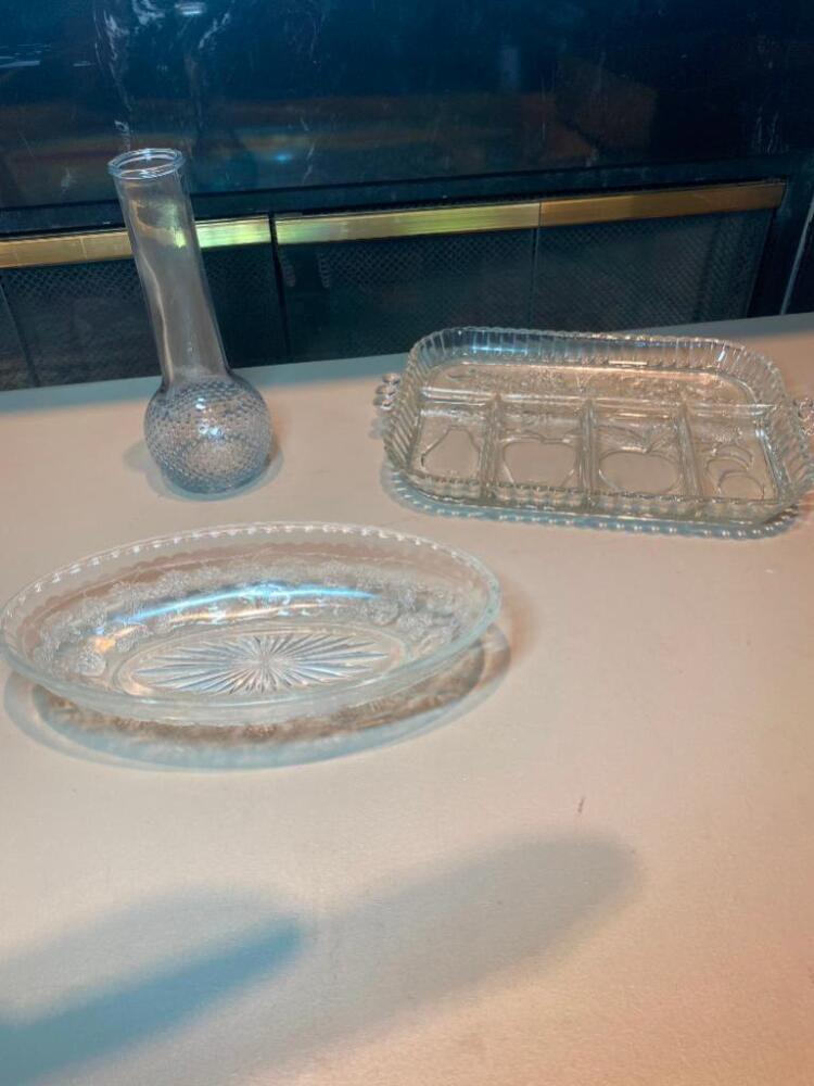 Glass Serving Trays and Flower Vase