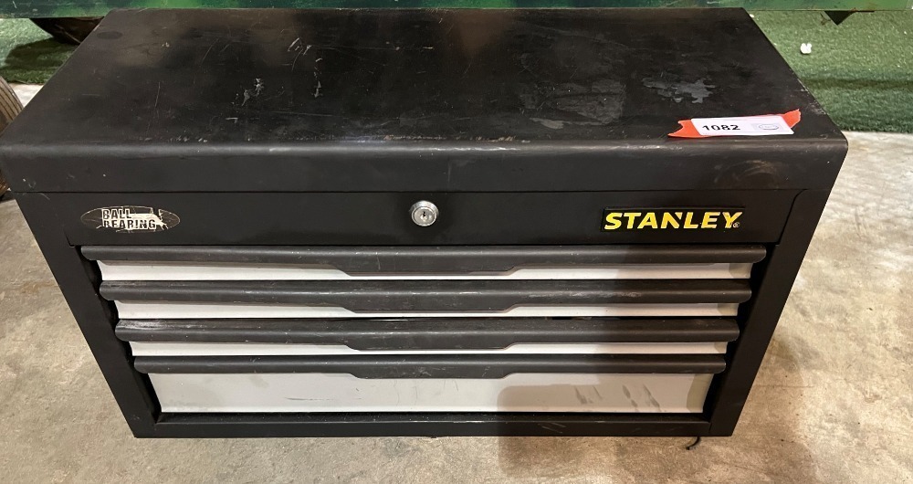 METAL STANLEY FOUR DRAWER TOOLBOX, ALL CONTENT INCLUDED, SEE PICTURES FOR DETAILS. 78