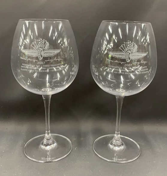 2 Waterford Indy 500 Wine Glasses 9"