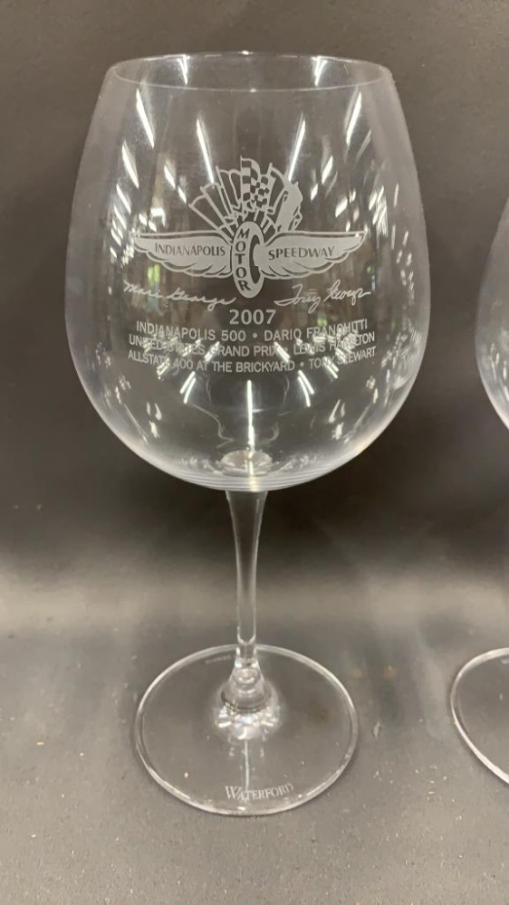 2 Waterford Indy 500 Wine Glasses 9"