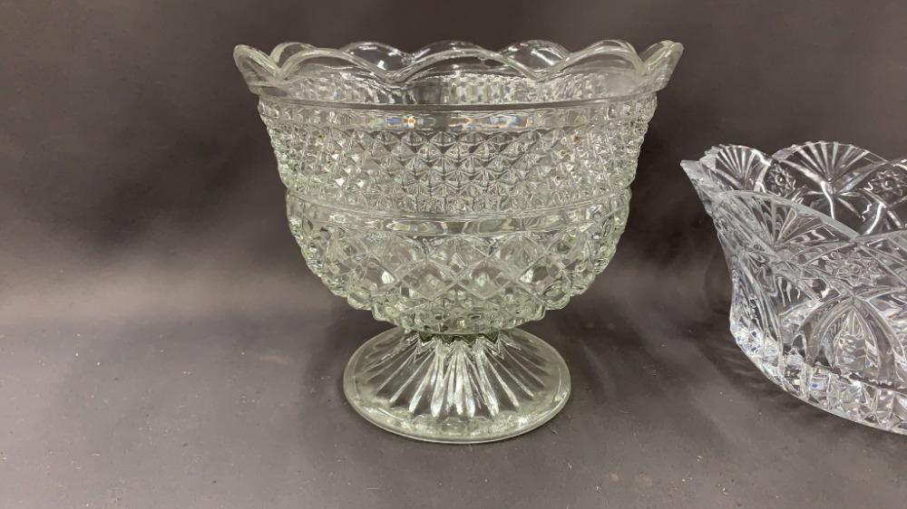 Footed Dish And Crystal Bowl 7" Of Tallest