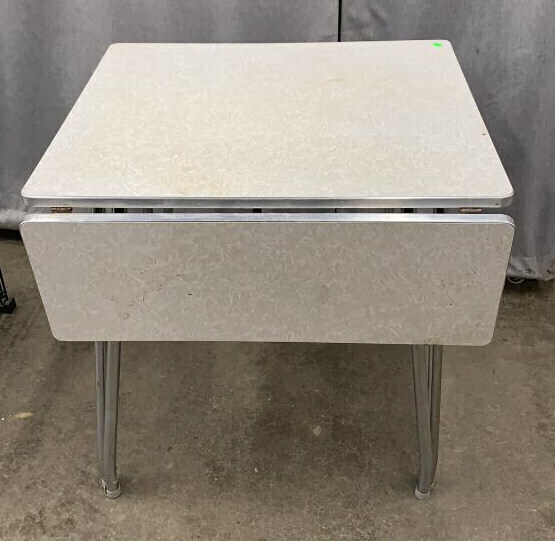 Metal Enamel Gray Drop Leaf Table 25 X 30 X 30