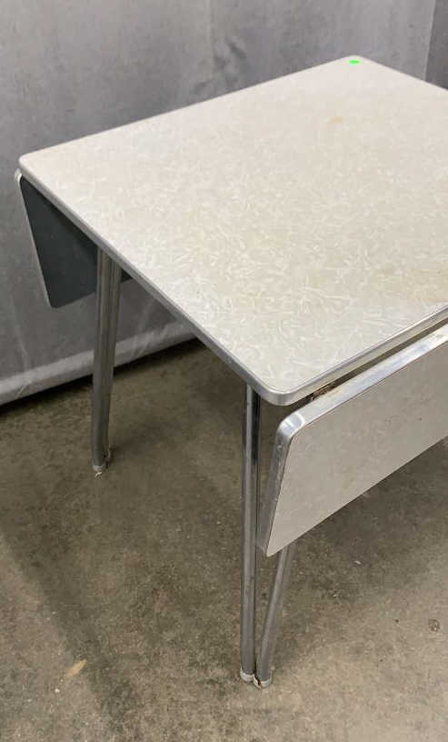 Metal Enamel Gray Drop Leaf Table 25 X 30 X 30