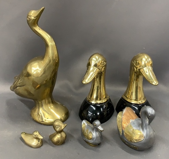 Duck Bookends, Metal Duck Figures 10" Of Tallest
