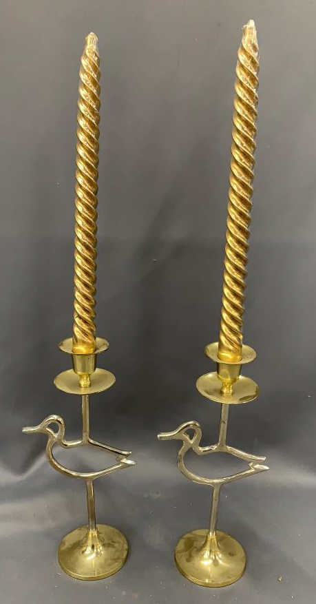 Pair Of Duck Candlesticks 10"